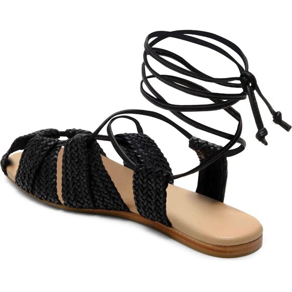 FREE PEOPLE Sunny Gilly Flats Wrap SANDALS Size 9 Black Woven Leather NEW $128 - Picture 6 of 15